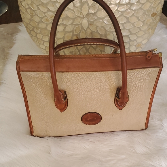 Dooney & Bourke Handbags - Dooney & Bourke Cream and Brown Satchel